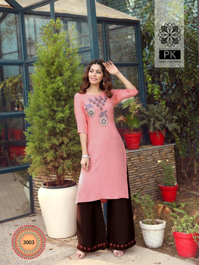 Pink Rayon Sequins Embroidered Kurti Palazzo Suit Set – Meena Bazaar